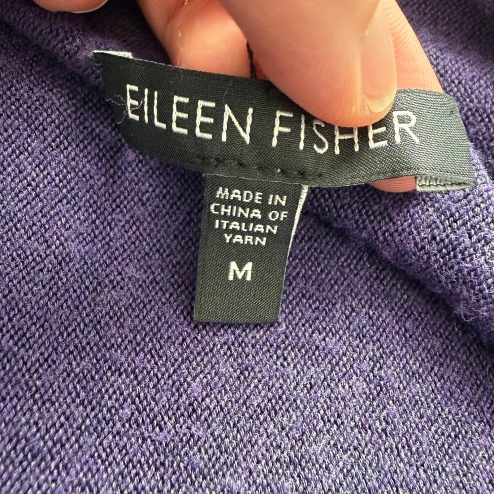 Eileen Fisher Oversized Sweater Womens M Purple Cowl Neck Half Sleeve Relaxed - Picture 4 of 10